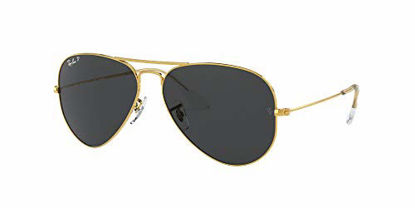 Picture of Ray-Ban RB3025 Classic Aviator Sunglasses, Legend Gold/Black Polarized, 62 mm