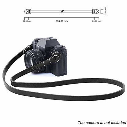Picture of CANPIS Genuine Slim Leather Camera Neck Shoulder Strap for Fuji Sony Olympus Lecia, Vintage Leather Camera Strap (Black Color)