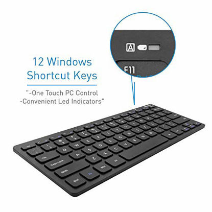 Picture of Macally 2.4G Mini Wireless Keyboard - Ergonomic & Comfortable - Small Keyboard for Laptop or Windows PC Computer, Tablet, Smart TV - Plug & Play Compact Keyboard 12 Multimedia Hot Keys