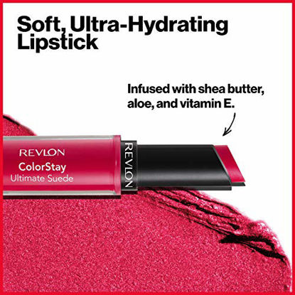 Picture of Revlon ColorStay Ultimate Suede Lipstick, Longwear Soft, Ultra-Hydrating High-Impact Lip Color, Formulated with Vitamin E, Preview (070), 0.09 oz