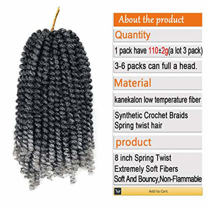 Picture of 3 Pack Spring Twist Ombre Colors Crochet Braids Synthetic Braiding Hair Extensions Low Temperature Fiber (M1B-Grey)