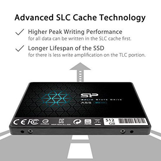 Picture of Silicon Power 512GB SSD 3D NAND A55 SLC Cache Performance Boost SATA III 2.5" 7mm (0.28") Internal Solid State Drive (SP512GBSS3A55S25)