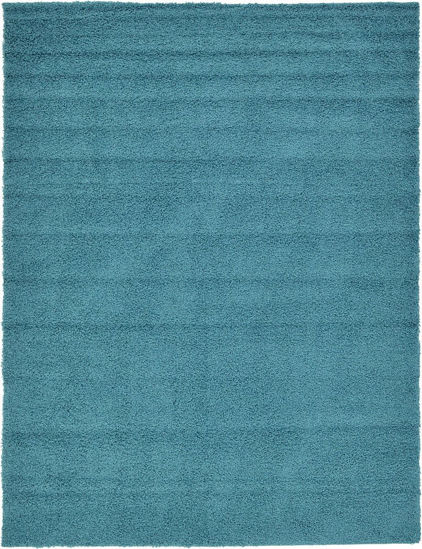 Picture of Unique Loom Solo Solid Shag Collection Modern Plush Deep Aqua Blue Area Rug (9' 0 x 12' 0)
