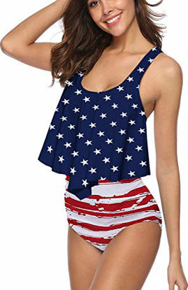 Picture of SouqFone Womens Plus Size Bathing Suits Padded Swimsuit Tankini Swimsuits for Women - 3XL,American Flag