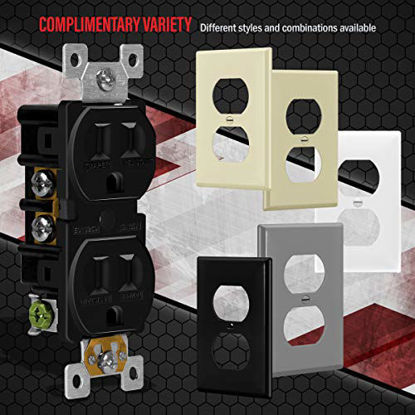 Picture of ENERLITES Duplex Receptacle Outlet Wall Plate, Size 1-Gang 4.50" x 2.76", Unbreakable Polycarbonate Thermoplastic, UL Listed, 8821-BK-10PCS, Black (10 Pack)