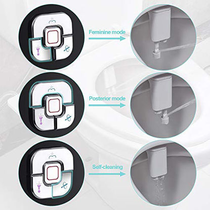 Picture of Bidet Attachment - SAMODRA Non-electric Cold Water Bidet Toilet Seat Attachment with Pressure Controls,Retractable Self-cleaning Dual Nozzles for Frontal & Rear Wash - Black