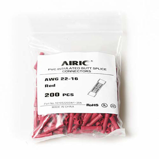 GetUSCart- AIRIC Red Butt Connectors Crimp 200pcs 22-16AWG Butt ...