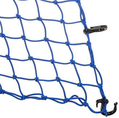 Picture of PowerTye 50153 Blue 15"X15" Cargo Net featuring 6 Adjustable Hooks & Tight 2"x2" Mesh
