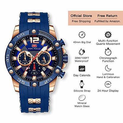 Picture of Men's Sports Watch (Multifunction,Waterproof,Luminous,Calendar) Silicon Strap Wrist Watch Fashion for Men(Blue)