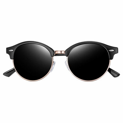 Picture of Joopin Semi Rimless Polarized Sunglasses Women Men Retro Brand Sun Glasses (Shiny Black)