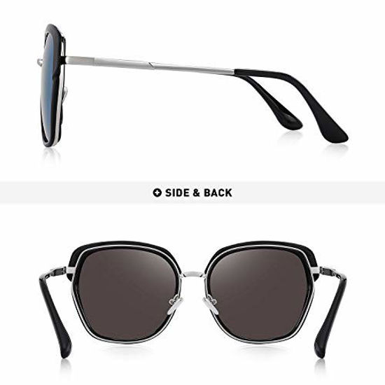 Picture of OLIEYE Vintage Oversized Shield Frame Women's Polarized Sunglasses Holiday Sunglasses for Women with Gift Box O6371