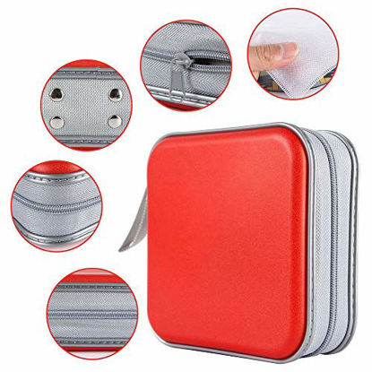 Picture of Siveit CD Case, 40 Capacity CD DVD Heavy Duty Wallet Storage Organizer Holder VCD Binder Bag Album Booklet (A-Red)