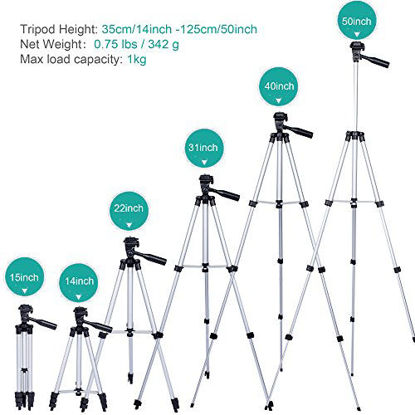Picture of 50 Inch Tripod for iPhone, Lightweight Aluminum Tripod for Phone with Universal Phone Tripod Mount and Carrying Bag