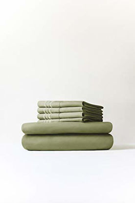 Picture of California King Size Sheet Set - 6 Piece Set - Hotel Luxury Bed Sheets - Extra Soft - Deep Pockets - Easy Fit - Breathable & Cooling - Wrinkle Free - Comfy - Sage Green Bed Sheets - Cali Kings Sheets