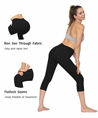 Picture of Fengbay High Waist Yoga Pants with Pockets,Yoga Capris Tummy Control Workout Running 4 Way Stretch Capris Leggings