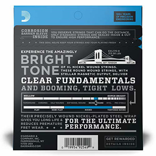 Picture of D'Addario EXL170-8 8-String Nickel Wound Bass Guitar Strings, Light, 32-130, Long Scale