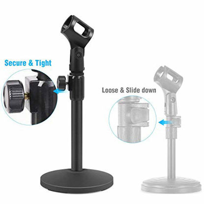 Picture of InnoGear Desktop Microphone Stand, Upgraded Adjustable Table Mic Stand with Mic Clip and 5/8" Male to 3/8" Female Screw for Blue Yeti Snowball Spark & Other Microphone, Pack of 2