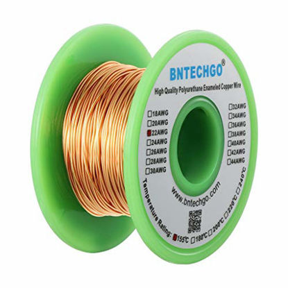 Picture of BNTECHGO 22 AWG Magnet Wire - Enameled Copper Wire - Enameled Magnet Winding Wire - 4 oz - 0.0256" Diameter 1 Spool Coil Natural Temperature Rating 155 Widely Used for Transformers Inductors