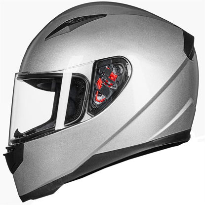 Picture of ILM Full Face Motorcycle Street Bike Helmet with Removable Winter Neck Scarf + 2 Visors DOT (XL, Silver)