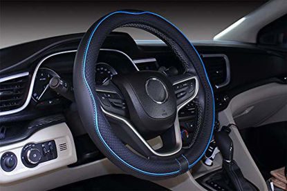 Picture of Mayco Bell Microfiber Leather Car Medium Steering wheel Cover (14.5''-15'',Black Blue)