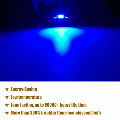 Picture of iBrightstar Newest 9-30V Extremely Bright 212-2 578 Festoon Error Free 1.61" 41mm LED Bulb for Interior Map Dome Lights and License Plate Courtesy Lights, Blue