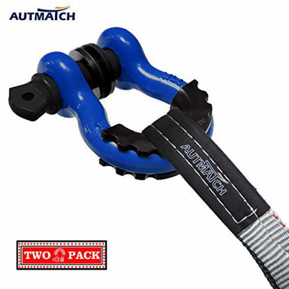 Picture of AUTMATCH Shackles 3/4" D Ring Shackle (2 Pack) 41,887Ib Break Strength with 7/8" Screw Pin and Shackle Isolator & Washers Kit for Tow Strap Winch Off Road Vehicle Recovery Blue & Black