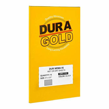 Picture of Dura-Gold - Premium - Wet or Dry - 80 Grit - Professional Cut to 5-1/2" x 9" Sheets - Color Sanding and Polishing for Automotive and Woodworking - Box of 15 Sandpaper Finishing Sheets