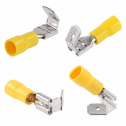 Picture of Glarks 100pcs 12-10 Gauge Semi Insulated Piggy Back Spade Electrical Insulated Quick Splice Crimp Terminals Connectors