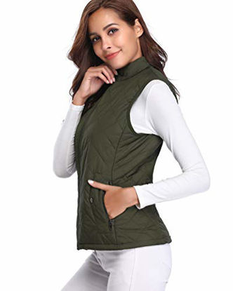 Picture of fuinloth Women's Padded Vest, Stand Collar Lightweight Zip Quilted Gilet Green L