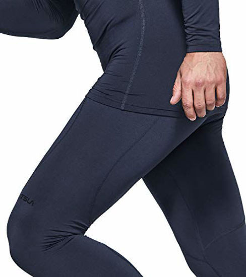 TSLA Mens Thermal compression Pants, Athletic Sports Leggings & Running  Tights, Wintergear Base Layer Bottoms, Pocket Blue, X-Small 