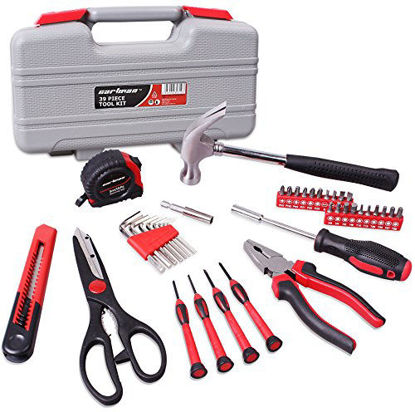 Picture of Cartman Red 39-Piece Tool Set - General Household Hand Tool Kit with Plastic Toolbox Storage Case (Cutting Plier)