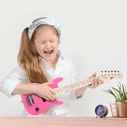 Picture of WINZZ 30 Inches Real Kids Electric Guitar with Beginner Kit, Right Handed, Pink