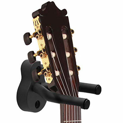 Picture of Guitar Wall Hanger Guitar Wall Mount 2 Pack Acoustic Guitar hook Black Guitar Holders for Most sizes Guitars Bass Ukulele Mandolin