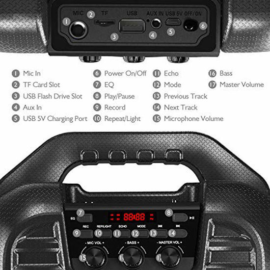 GetUSCart- EARISE T26 Pro Karaoke Machine with 2 Wireless