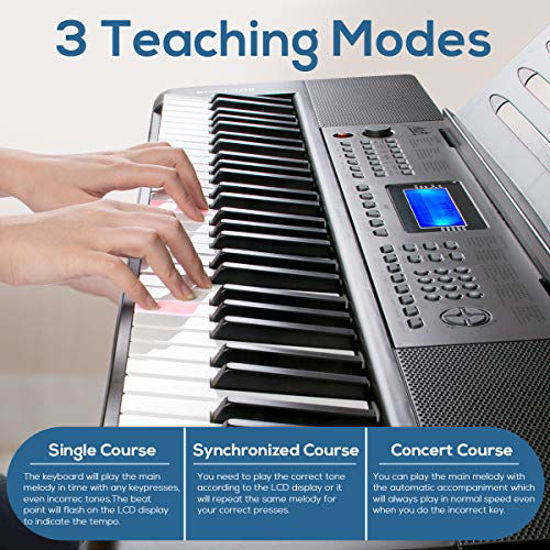 Full Size 61Key Electronic Keyboard Piano W/Music Stand Microphone ForKids/Adult 