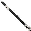 Picture of Mendini Black Closed Hole C Flute with Stand, 1 Year Warranty, Case, Cleaning Rod, Cloth, Joint Grease, and Gloves - MFE-BK+SD+PB