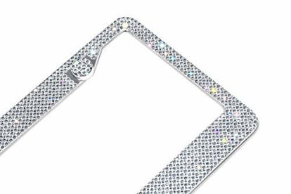 Picture of H C Hippo Creation 1 Pack Handcrafted Crystal Premium Stainless Steel Bling License Plate Frame (Crystal)