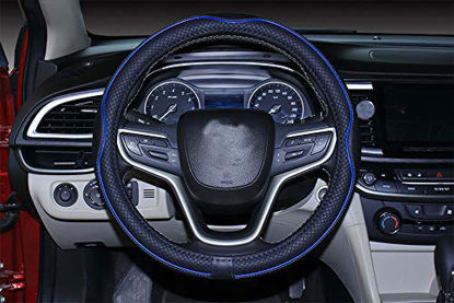 Picture of Mayco Bell Microfiber Leather Car Medium Steering wheel Cover (14.5''-15'',Black Dark Blue)