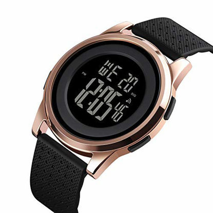 Picture of YUINK Men's Slim Runway Stainless Steel Digital Sports Watch, Multifunctional Chronograph Minimalist Waterproof Wrist Watch for Men (Rose Gold)