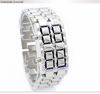 Picture of Classic Mens Binary Square Blue LED Digital Watch Black Plated Wrist Watches (Silver/Blue)