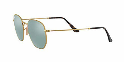 Picture of Ray-Ban Unisex-Adult RB3548N Flat Lens Sunglasses, Shiny Gold/Grey Flash, 51 mm