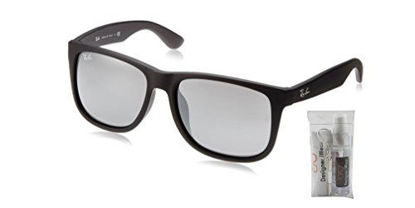 Picture of Ray-Ban RB4165 JUSTIN 622/6G 55M Rubber Black/Grey Mirror Silver Sunglasses For Men For Women