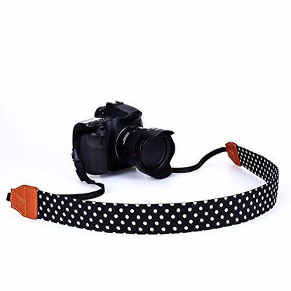 Picture of Eorefo Camera Strap Vintage Universal Shoulder Neck Belt Strap for All DSLR Camera Nikon Canon Sony Olympus Samsung Pentax Fujifilm,Black.