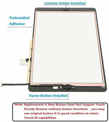 Picture of T Phael White Touch Screen Digitizer Repair Kit for iPad 10.2" 2019 iPad 7 7th Gen A2197 A2198 A2200 Front Glass Replacement (with Home Button,not Include LCD) + Tools