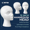 Picture of 12" Styrofoam Wig Head - Tall Female Foam Mannequin head - Style, Model And Display Hair, Hats and Hairpieces - For Home, Salon and Travel - by Cantor