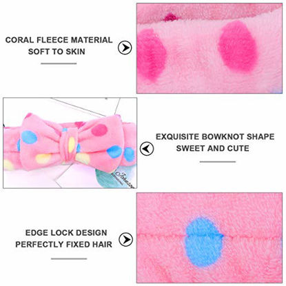 Picture of Spa Headband - 6 Pack Bow Hair Band Women Facial Makeup Head Band Soft Coral Fleece Head Wraps For Shower Washing Face