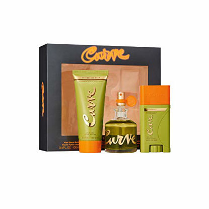 Picture of Curve Curve for Men, Men's Fragrance 3 Piece Gift Set, 2.5 Fl. Oz. Eau De Cologne, 3 Count, aftershave/deodorant
