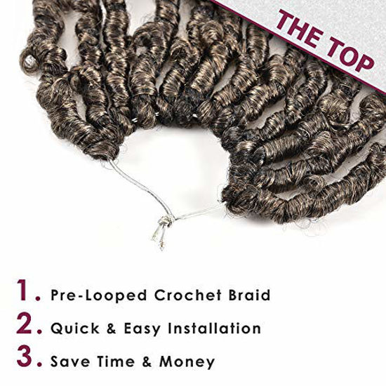 Picture of Niseyo Butterfly Locs Crochet Hair 12 Inch 1 Pack Pre-Looped Distressed Locs Crochet Braids (12 Inch (Pack of 1), T27)