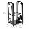Picture of Best Choice Products Fireplace Firewood Log Rack 5-Piece Storage Logs Holder with Tools Set Indoor Outdoor Wrought Iron for Wood Stove Fireside Fire Pit w/Broom Shovel Tongs - Black