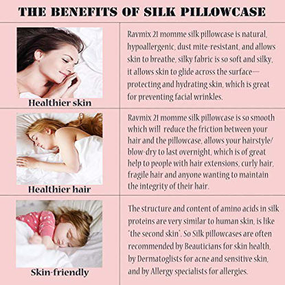 Picture of Ravmix Mulberry Silk Pillowcase Standard Size 21 Momme 600 Thread Count Hypoallergenic Both Sides 100% Silk Pillow Case for Hair and Skin Zippered, Taupe